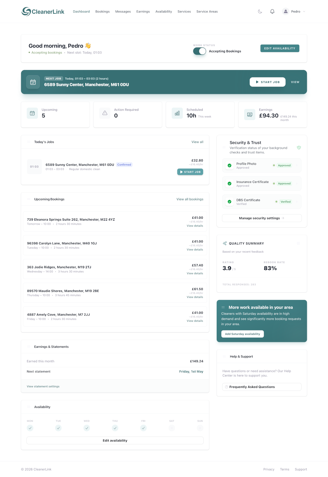 Access opportunities and earn with CleanerLink